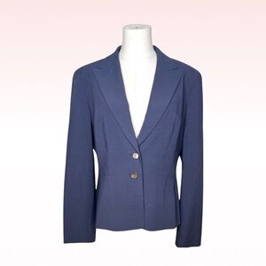 TAHARI Blue Wool Blend Button Blazer Coat (Sz M)